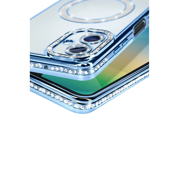 Mey İthalat®  Samsung Galaxy A06 Joke Simli Magneticsafe Kılıf - Mavi