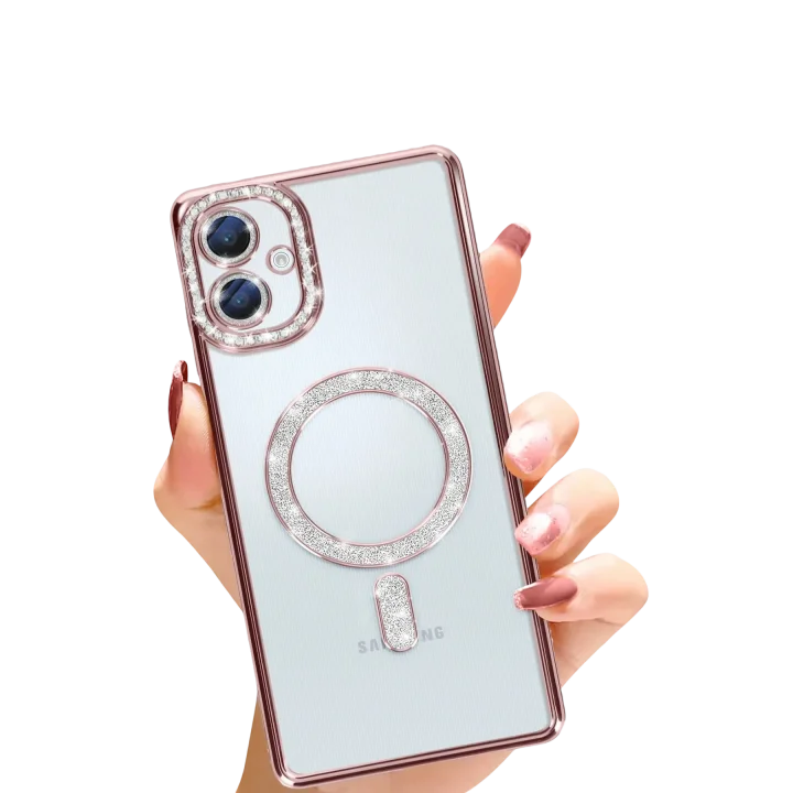 Mey İthalat®  Samsung Galaxy A06 Joke Simli Magneticsafe Kılıf - Pembe