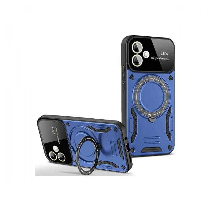 Mey İthalat®  Samsung Galaxy A06 Kılıf Joy Lens Standlı Kapak - Lacivert