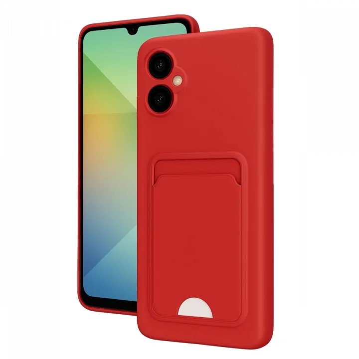 Mey İthalat®  Samsung Galaxy A06 Kılıf Kelvin Kartvizitli Silikon - Kırmızı
