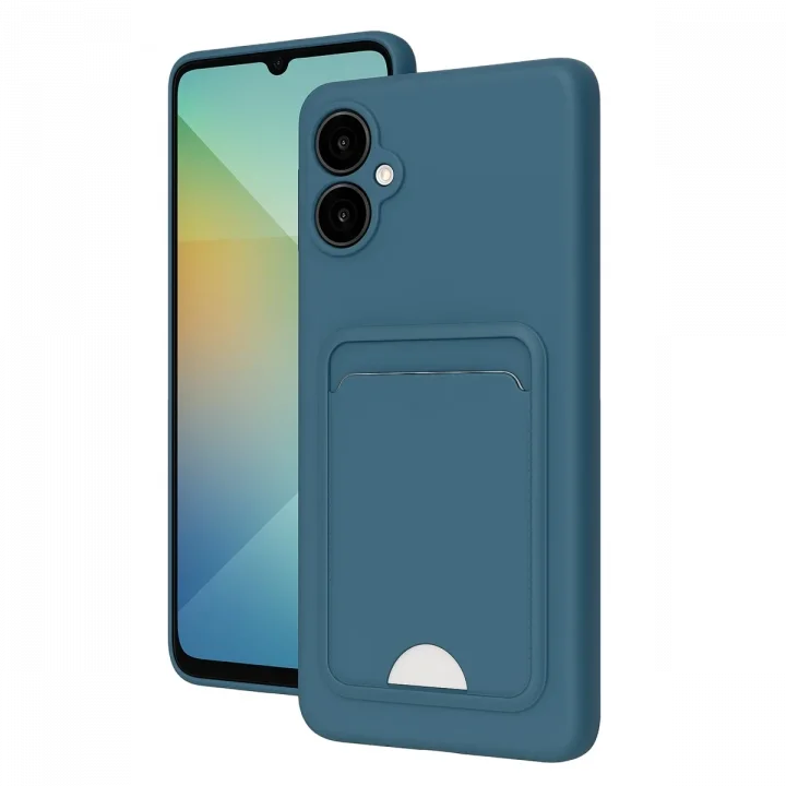 Mey İthalat®  Samsung Galaxy A06 Kılıf Kelvin Kartvizitli Silikon - Mavi