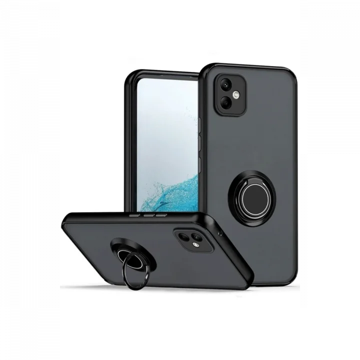 Mey İthalat®  Samsung Galaxy A06 Kılıf Montreal Yüzüklü Silikon Kapak - Siyah