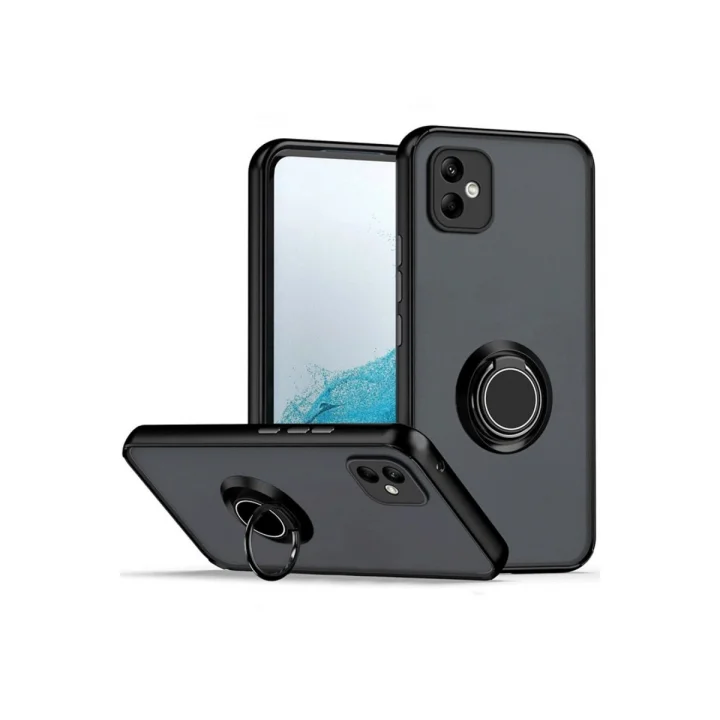 Mey İthalat®  Samsung Galaxy A06 Kılıf Montreal Yüzüklü Silikon Kapak - Siyah