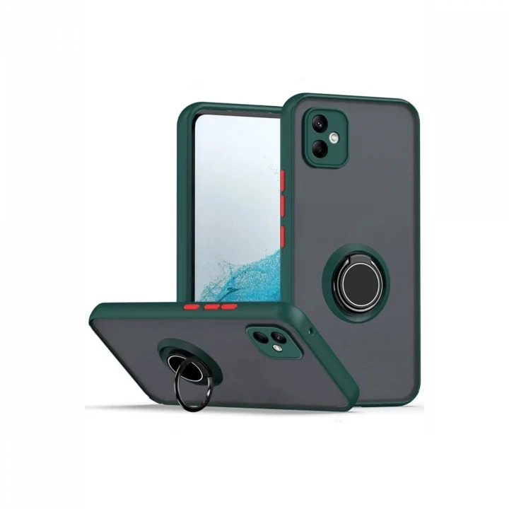 Mey İthalat®  Samsung Galaxy A06 Kılıf Montreal Yüzüklü Silikon Kapak - Yeşil