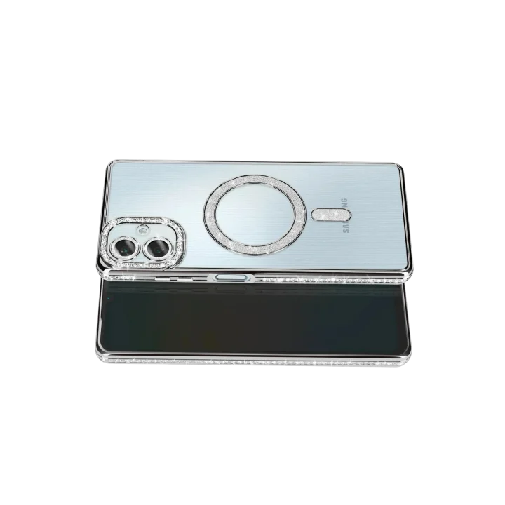 Mey İthalat®  Samsung Galaxy A07 4G Joke Simli Magneticsafe Kılıf - Gümüş