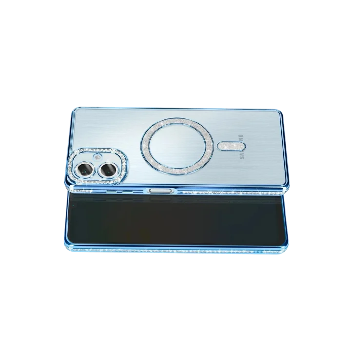 Mey İthalat®  Samsung Galaxy A07 4G Joke Simli Magneticsafe Kılıf - Mavi