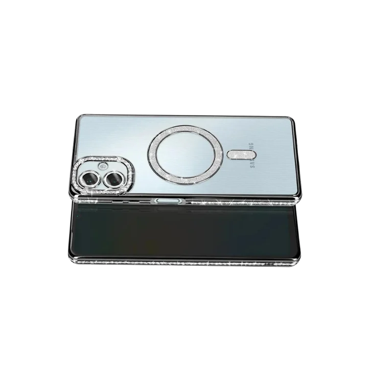 Mey İthalat®  Samsung Galaxy A07 4G Joke Simli Magneticsafe Kılıf - Siyah