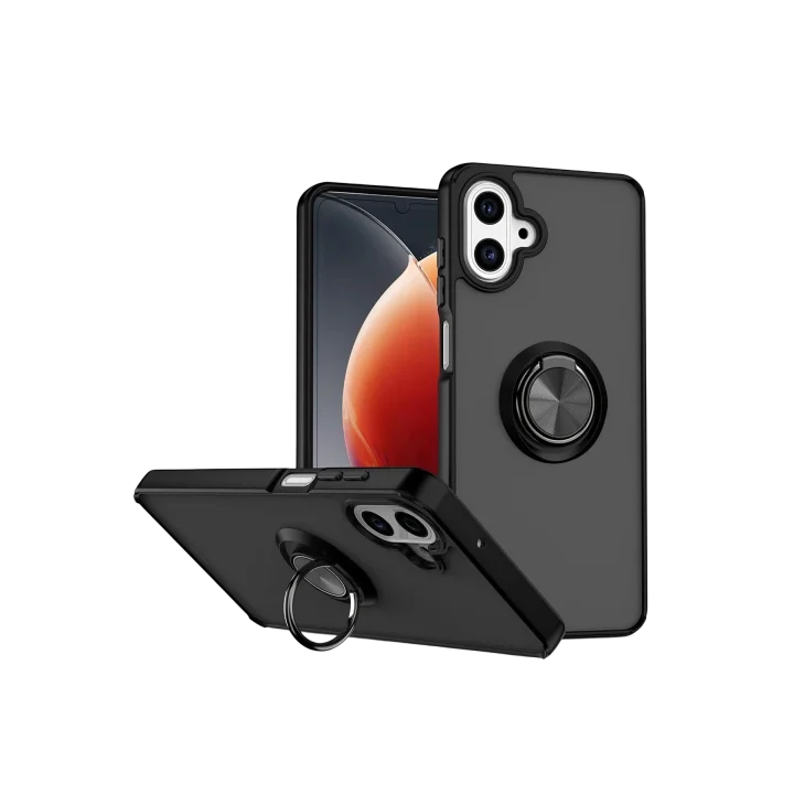 Mey İthalat®  Samsung Galaxy A07 4G Montreal Yüzüklü Silikon Kapak - Siyah