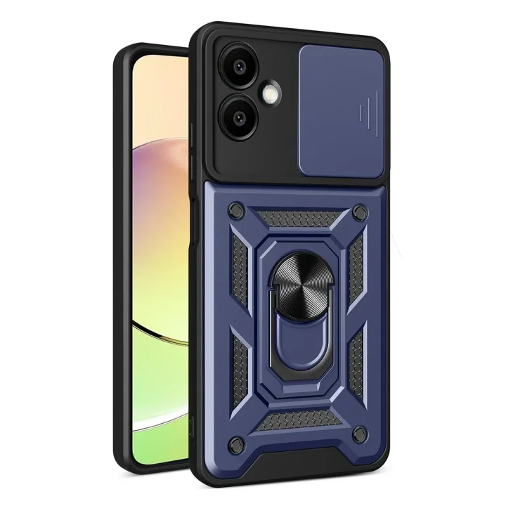 Mey İthalat®  Samsung Galaxy A07 4G Pars Lens Yüzüklü Silikon - Lacivert