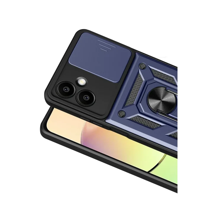 Mey İthalat®  Samsung Galaxy A07 4G Pars Lens Yüzüklü Silikon - Lacivert