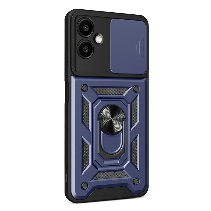 Mey İthalat®  Samsung Galaxy A07 4G Pars Lens Yüzüklü Silikon - Lacivert