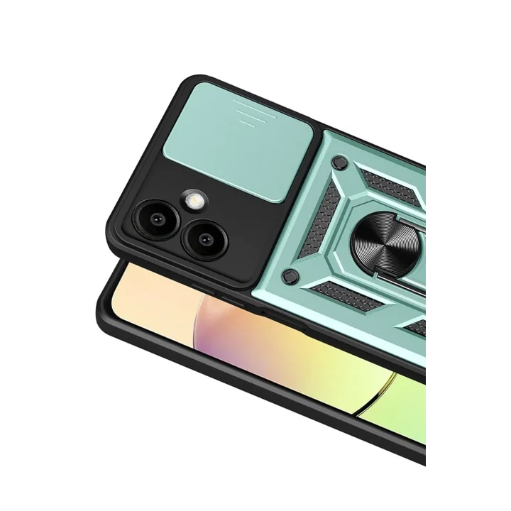 Mey İthalat®  Samsung Galaxy A07 4G Pars Lens Yüzüklü Silikon - Yeşil