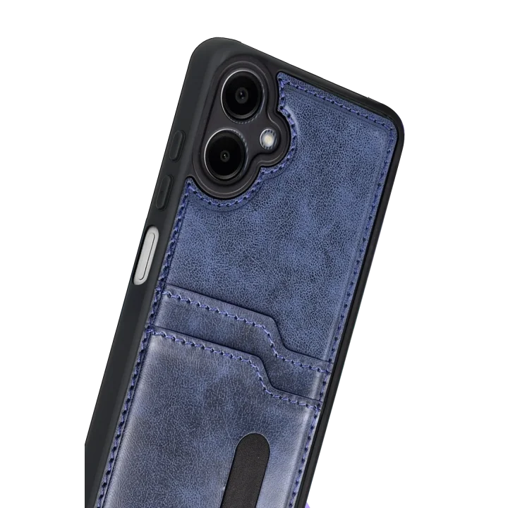 Mey İthalat®  Samsung Galaxy A07 4G Sara Kartvizitli Deri Kılıf - Lacivert