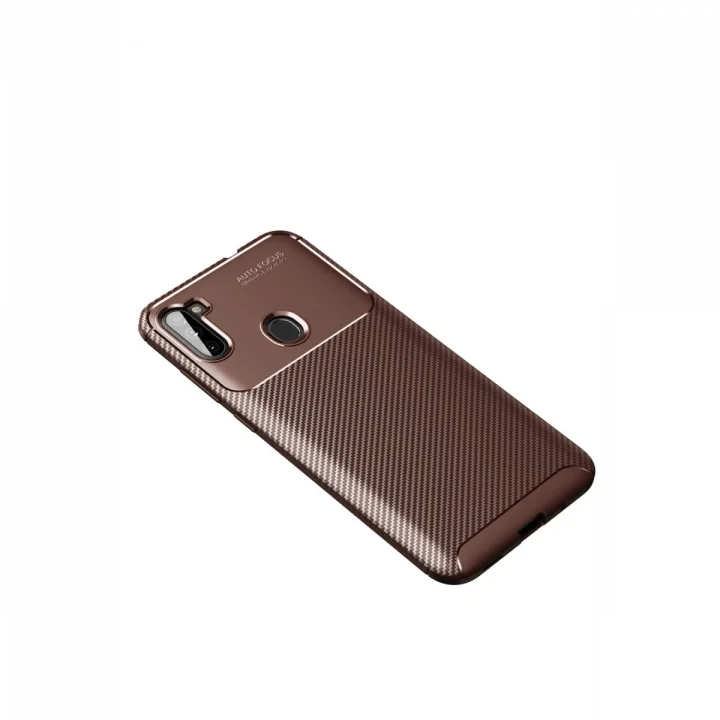 Mey İthalat®  Samsung Galaxy A11 Kılıf Auto Focus Karbon Kapak - Kahverengi