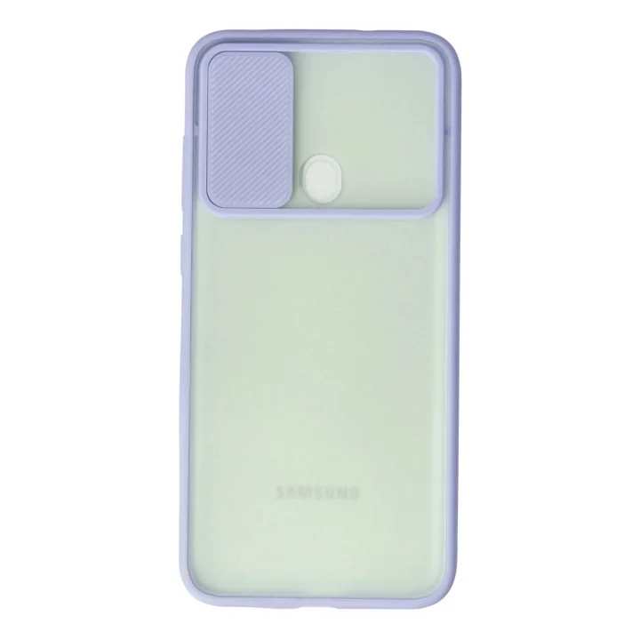 Mey İthalat®  Samsung Galaxy A11 Kılıf Palm Buzlu Kamera Sürgülü Silikon - Lila
