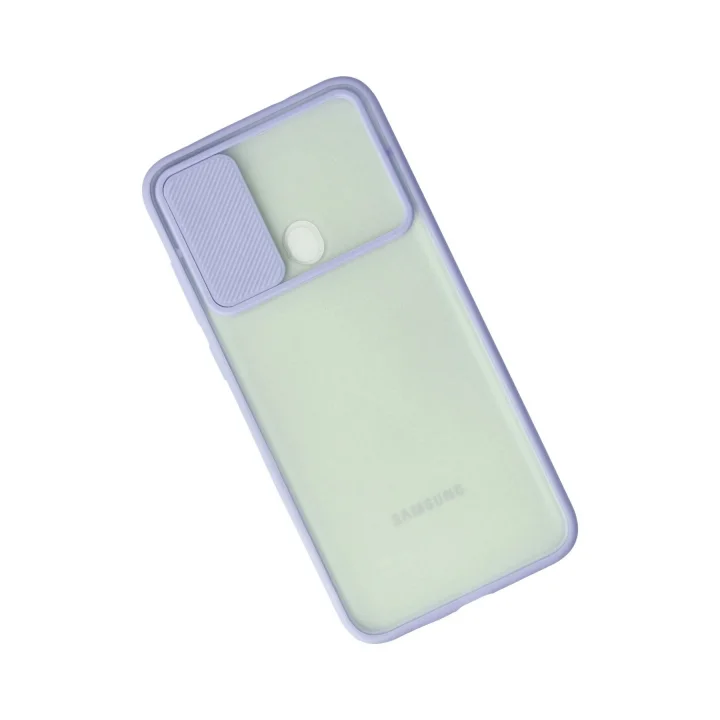 Mey İthalat®  Samsung Galaxy A11 Kılıf Palm Buzlu Kamera Sürgülü Silikon - Lila
