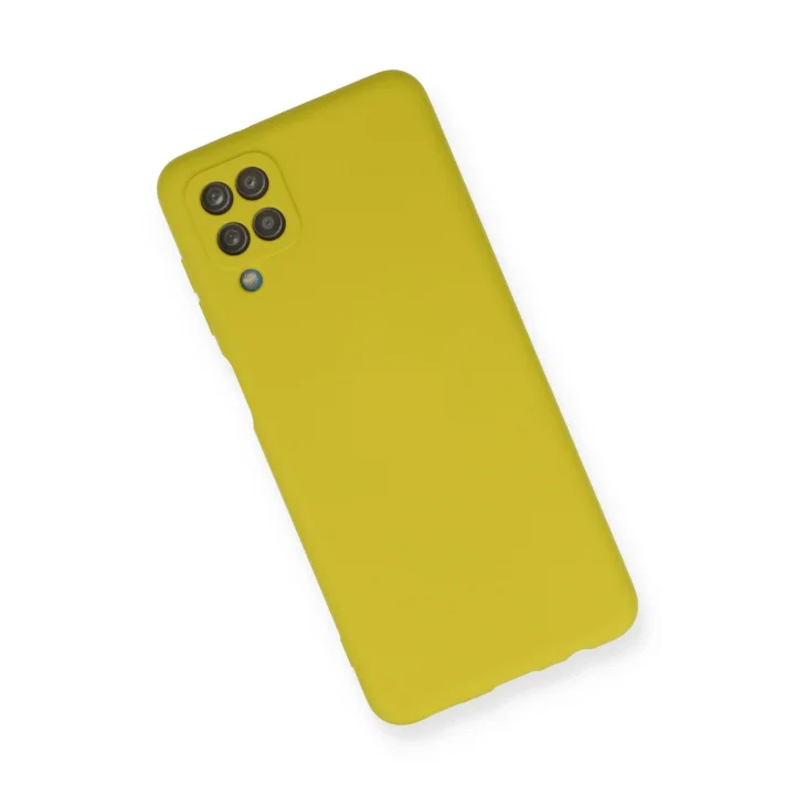 Mey İthalat®  Samsung Galaxy A12 Kılıf Nano içi Kadife Silikon - Sarı