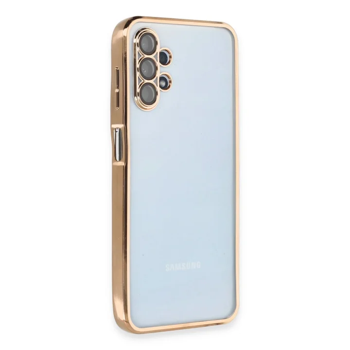 Mey İthalat®  Samsung Galaxy A13 4G Kılıf  Lensli Silikon - Gold