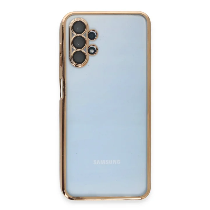 Mey İthalat®  Samsung Galaxy A13 4G Kılıf  Lensli Silikon - Gold