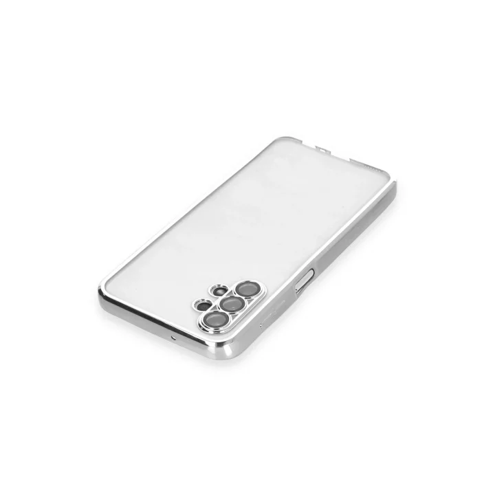 Mey İthalat®  Samsung Galaxy A13 4G Kılıf  Lensli Silikon - Gümüş