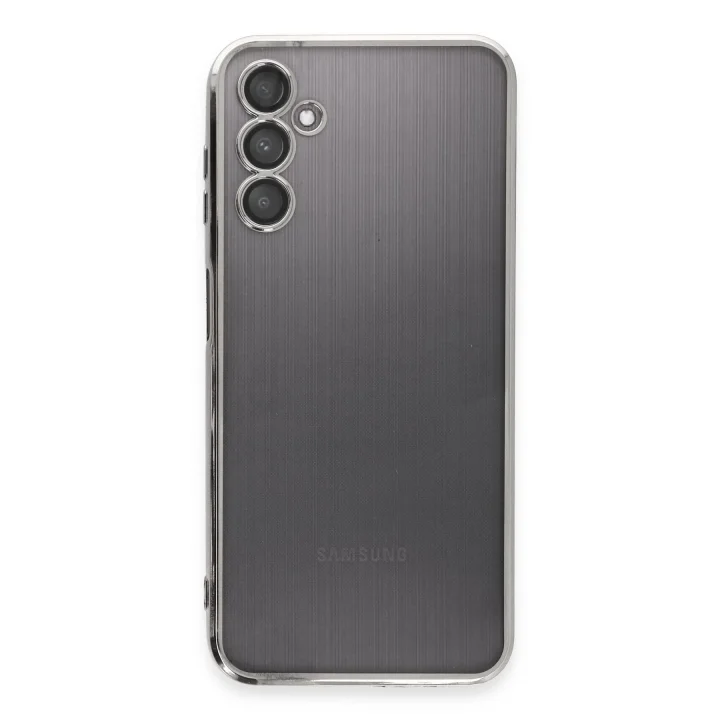 Mey İthalat®  Samsung Galaxy A14 4G Kılıf  Lensli Silikon - Gümüş