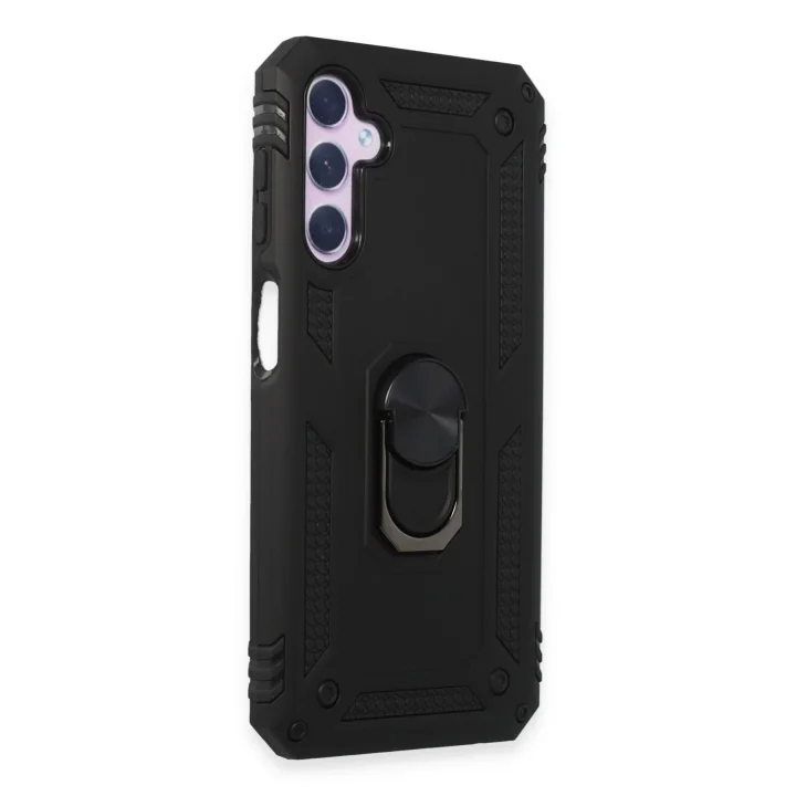 Mey İthalat®  Samsung Galaxy A14 4G Kılıf Sofya Yüzüklü Silikon Kapak - Siyah