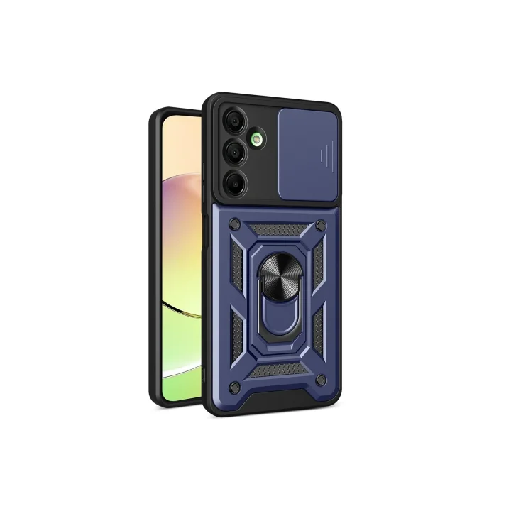 Mey İthalat®  Samsung Galaxy A16 5G Kılıf Pars Lens Yüzüklü Silikon - Lacivert