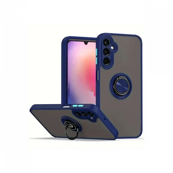 Mey İthalat®  Samsung Galaxy A17 5G Montreal Yüzüklü Silikon Kapak - Lacivert