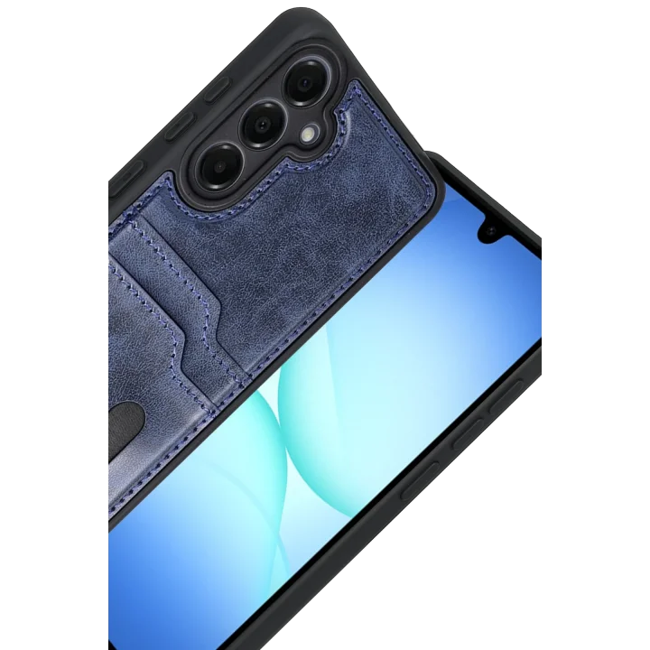 Mey İthalat®  Samsung Galaxy A17 5G Sara Kartvizitli Deri Kılıf - Lacivert
