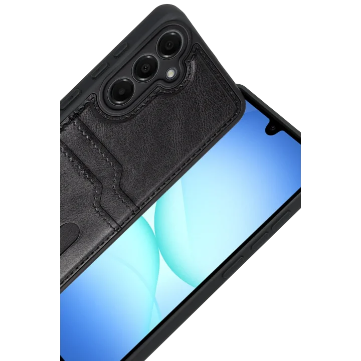 Mey İthalat®  Samsung Galaxy A17 5G Sara Kartvizitli Deri Kılıf - Siyah