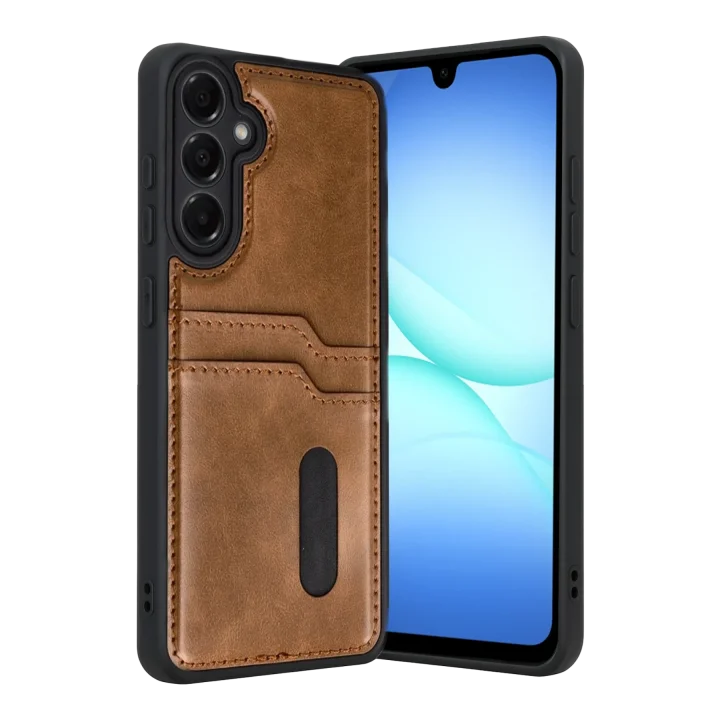 Mey İthalat®  Samsung Galaxy A17 5G Sara Kartvizitli Deri Kılıf - Taba