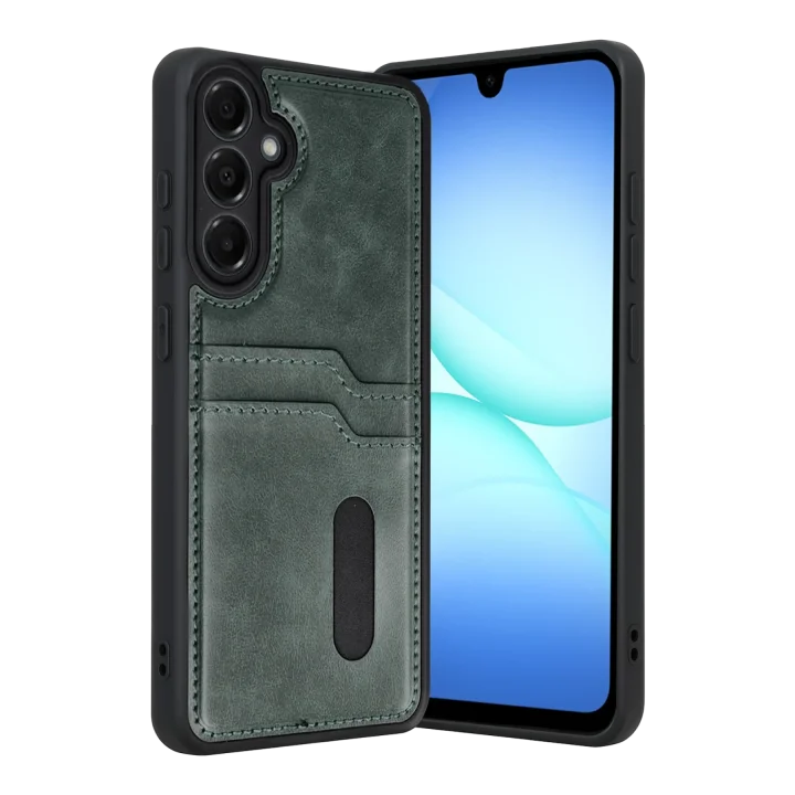 Mey İthalat®  Samsung Galaxy A17 5G Sara Kartvizitli Deri Kılıf - Yeşil