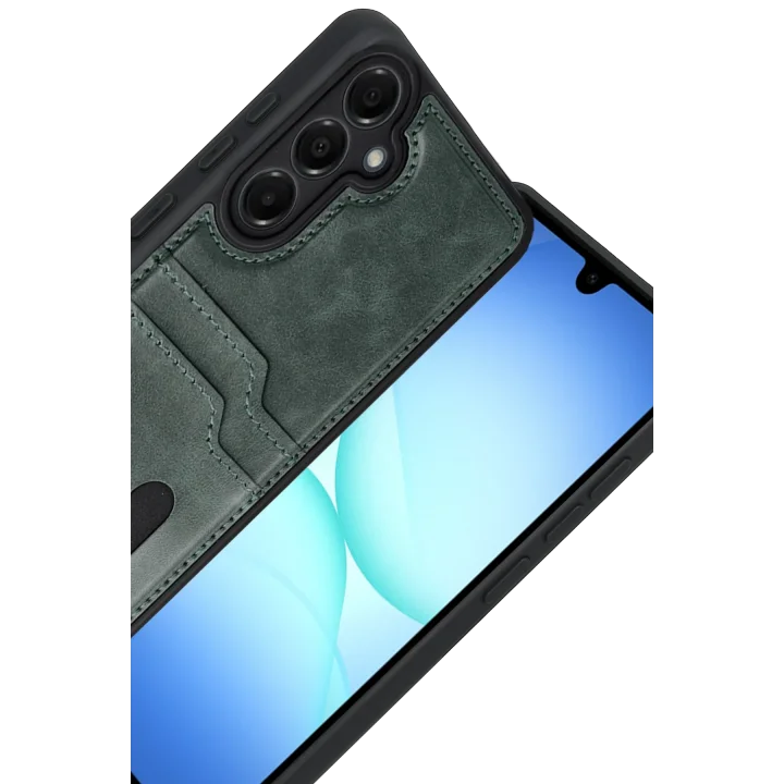 Mey İthalat®  Samsung Galaxy A17 5G Sara Kartvizitli Deri Kılıf - Yeşil