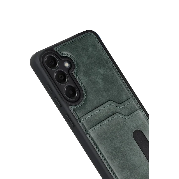 Mey İthalat®  Samsung Galaxy A17 5G Sara Kartvizitli Deri Kılıf - Yeşil