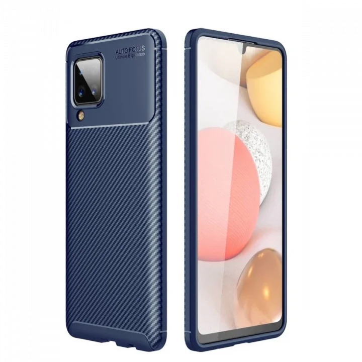 Mey İthalat®  Samsung Galaxy A22 Kılıf Auto Focus Karbon Kapak - Lacivert