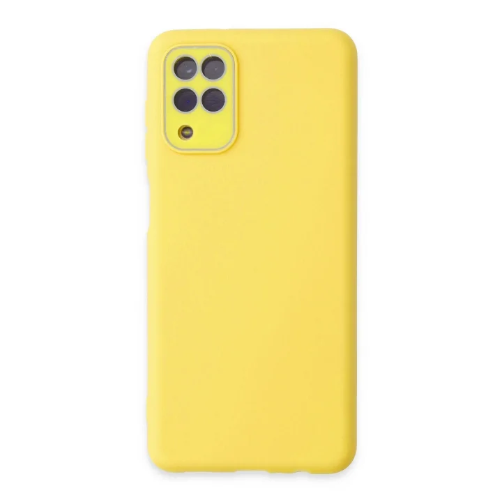 Mey İthalat®  Samsung Galaxy A22 Kılıf Lansman Glass Kapak - Sarı