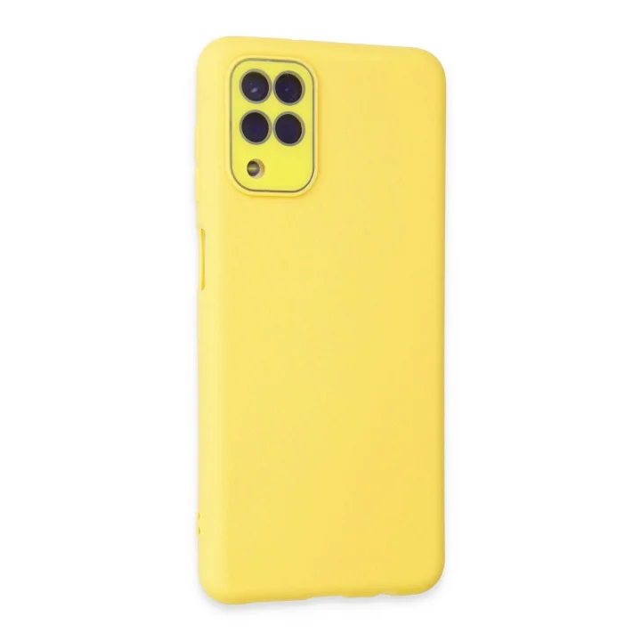 Mey İthalat®  Samsung Galaxy A22 Kılıf Lansman Glass Kapak - Sarı