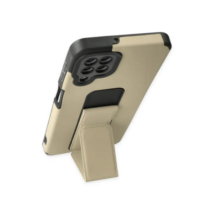 Mey İthalat®  Samsung Galaxy A22 Kılıf Mega Standlı Silikon - Gold