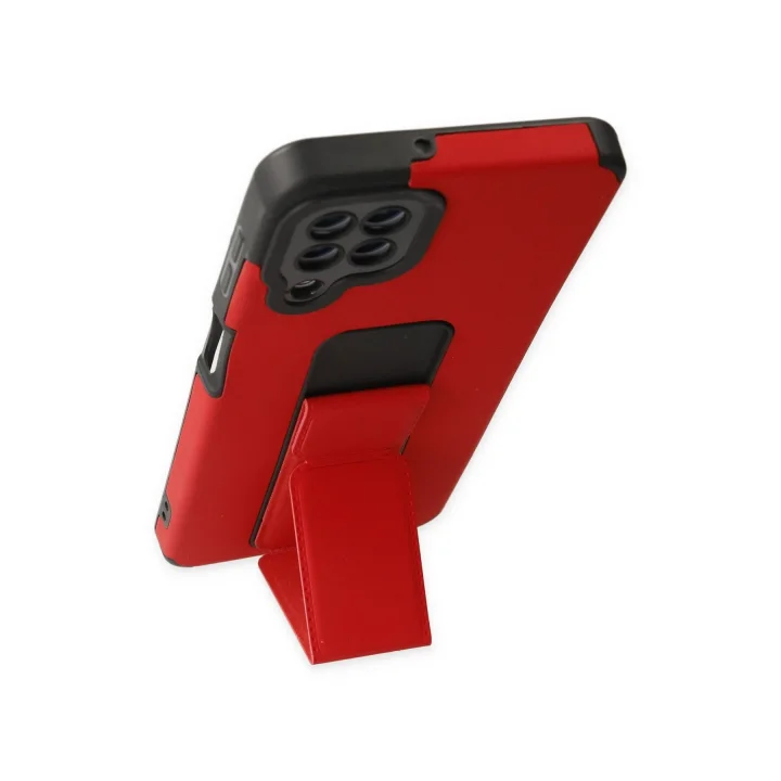 Mey İthalat®  Samsung Galaxy A22 Kılıf Mega Standlı Silikon - Kırmızı