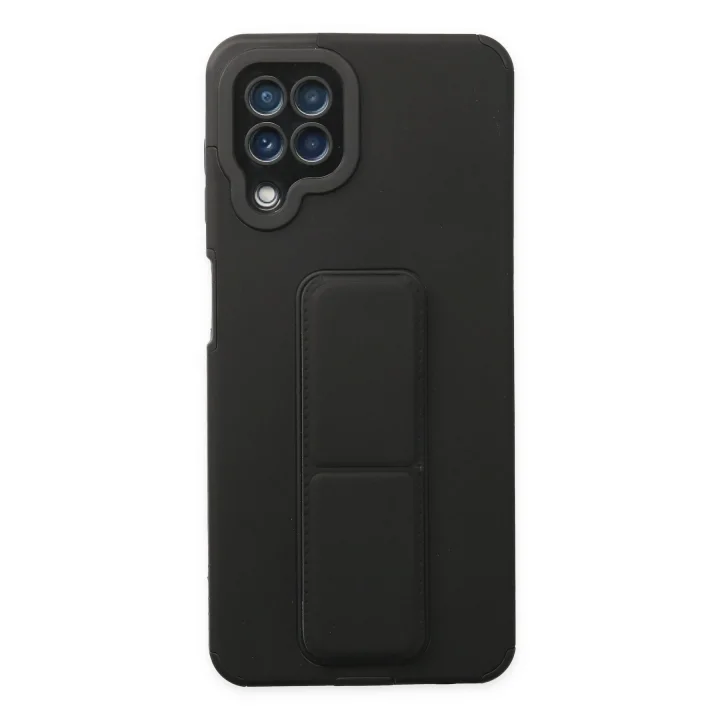 Mey İthalat®  Samsung Galaxy A22 Kılıf Mega Standlı Silikon - Siyah