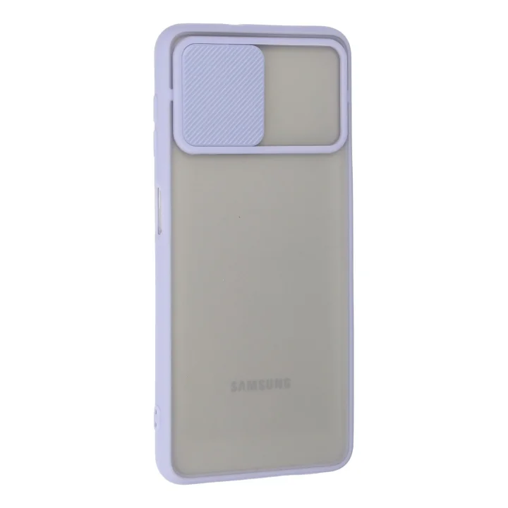 Mey İthalat®  Samsung Galaxy A22 Kılıf Palm Buzlu Kamera Sürgülü Silikon - Lila