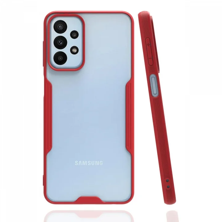 Mey İthalat®  Samsung Galaxy A23 4G Kılıf Platin Silikon - Kırmızı