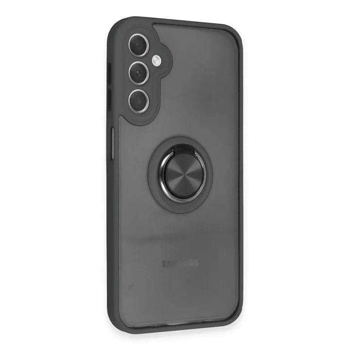 Mey İthalat®  Samsung Galaxy A24 4G Kılıf Montreal Yüzüklü Silikon Kapak - Siyah