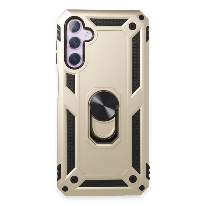 Mey İthalat®  Samsung Galaxy A24 4G Kılıf Sofya Yüzüklü Silikon Kapak - Gold