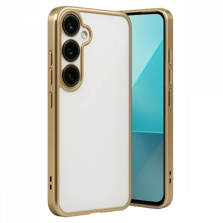 Mey İthalat®  Samsung Galaxy A24 4G Prime Kılıf  Lensli Silikon - Gold