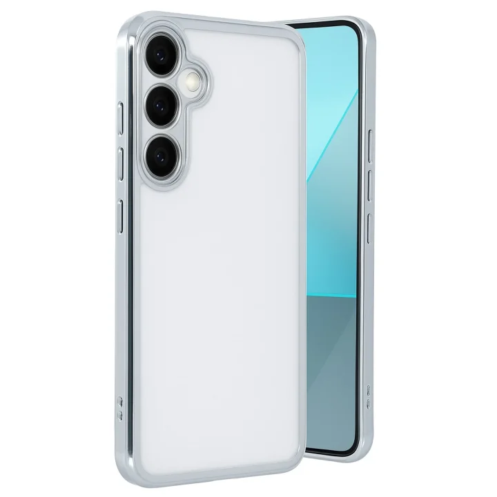 Mey İthalat®  Samsung Galaxy A24 4G Prime Kılıf  Lensli Silikon - Gümüş