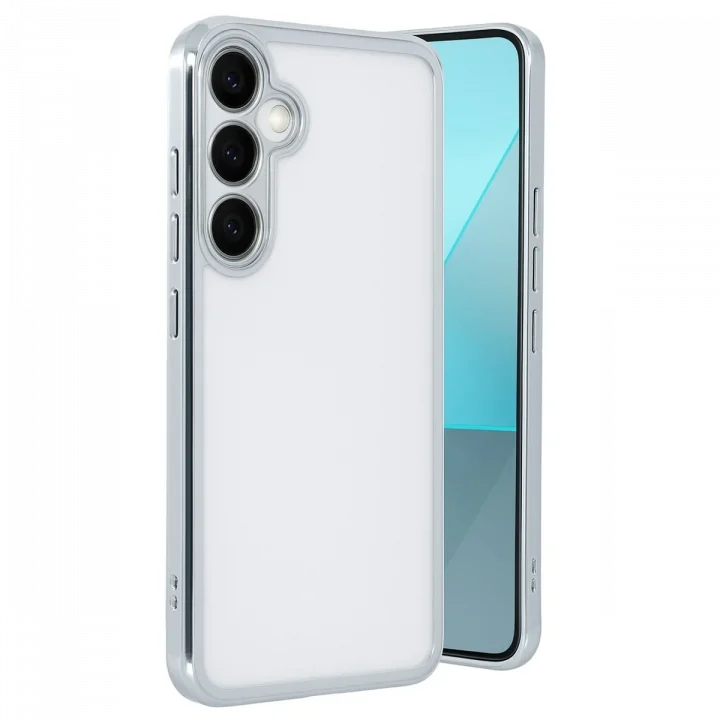 Mey İthalat®  Samsung Galaxy A24 4G Prime Kılıf  Lensli Silikon - Gümüş