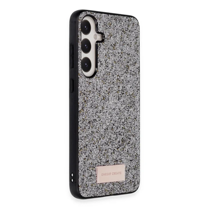 Mey İthalat®  Samsung Galaxy A25 5G Bright Simli Kapak - Gümüş