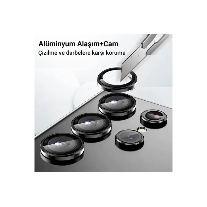 Mey İthalat®  Samsung Galaxy A25 5G Valdez Metal Kamera Lens - Siyah