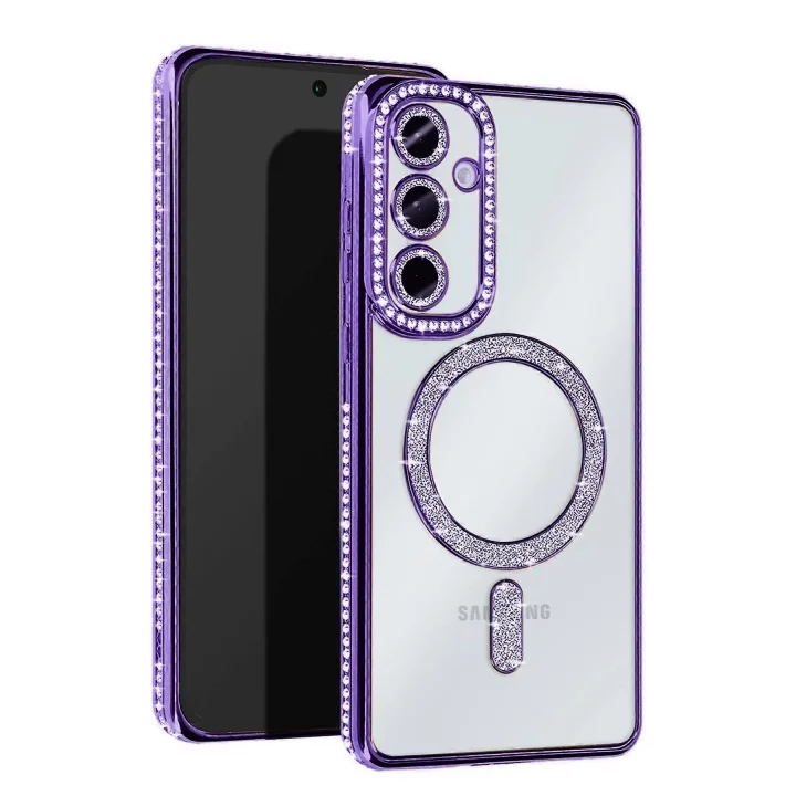 Mey İthalat®  Samsung Galaxy A26 Joke Simli Magneticsafe Kılıf - Derin Mor